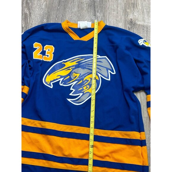 Athletic Knit Hockey Jersey Men's Size Large V-Neck Sportwear Blue - Picture 8 of 10